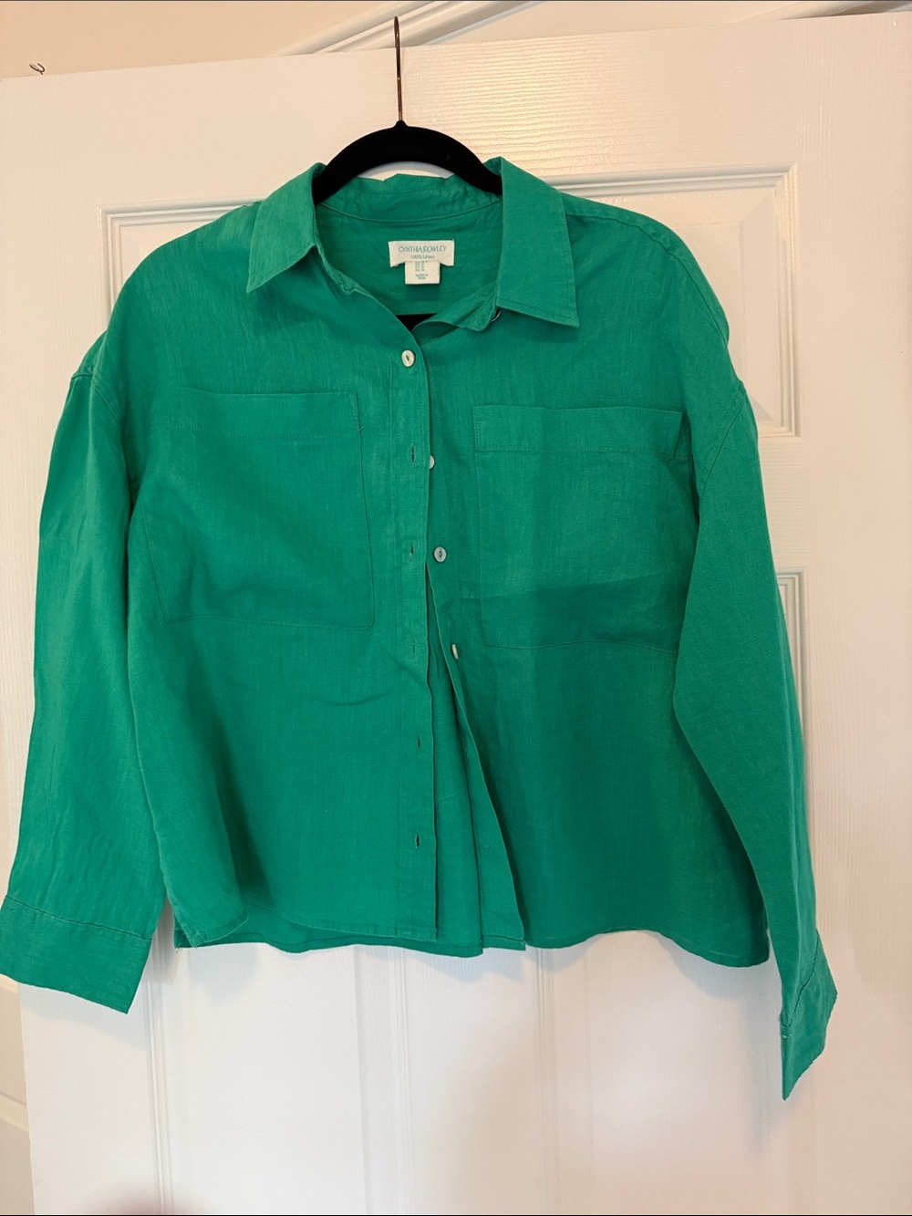 Cynthia Rowley linen Teal Green Button-Down Shirt